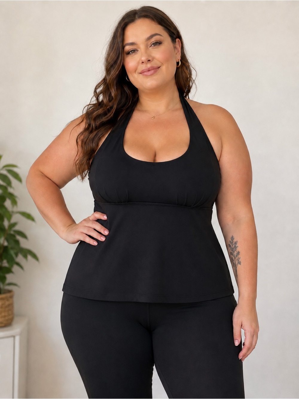 Addition-Elle Black Halter Stretch Tank Top – Women’s 2X